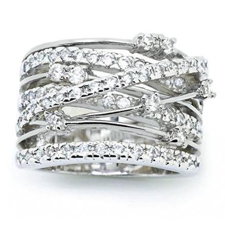 Load image into Gallery viewer, Crystal Crossover Ring