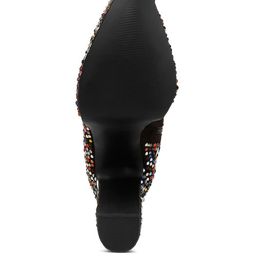 Load image into Gallery viewer, fancy mirror embellished platform high heel boots