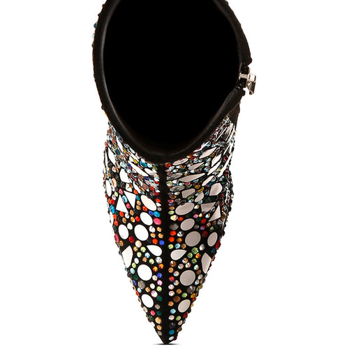 Load image into Gallery viewer, fancy mirror embellished platform high heel boots