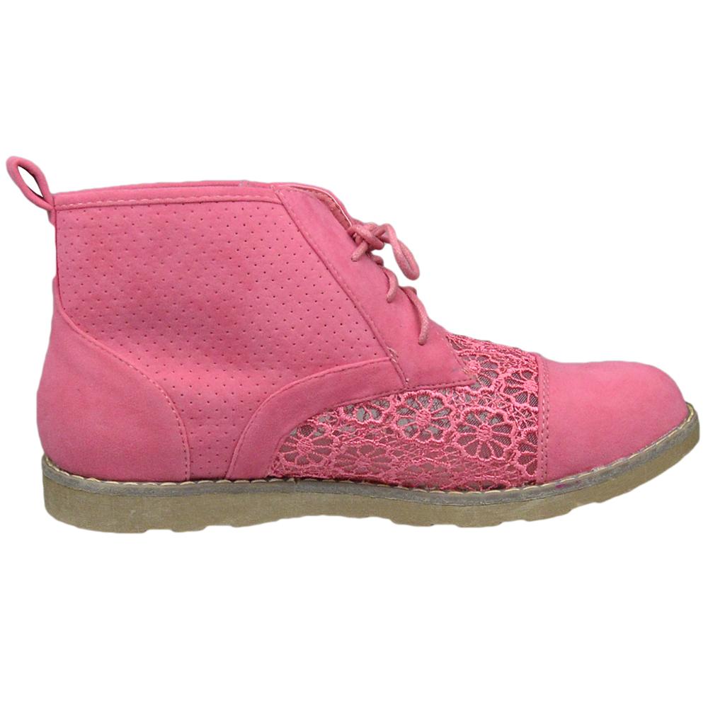 [LIMITED TIME OFFER !!!] SOBEYO Women's Booties Embroidered Flower Lace Up Oxford Pink