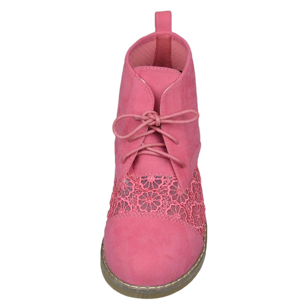 [LIMITED TIME OFFER !!!] SOBEYO Women's Booties Embroidered Flower Lace Up Oxford Pink