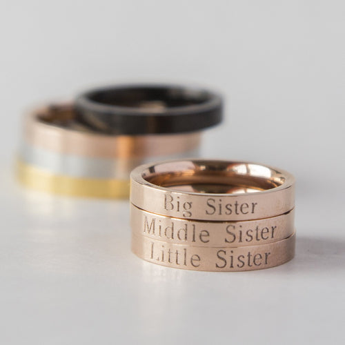 Load image into Gallery viewer, Lil Sis Big Sis Ring Personalized Sister Gift, Rose Gold Little Big
