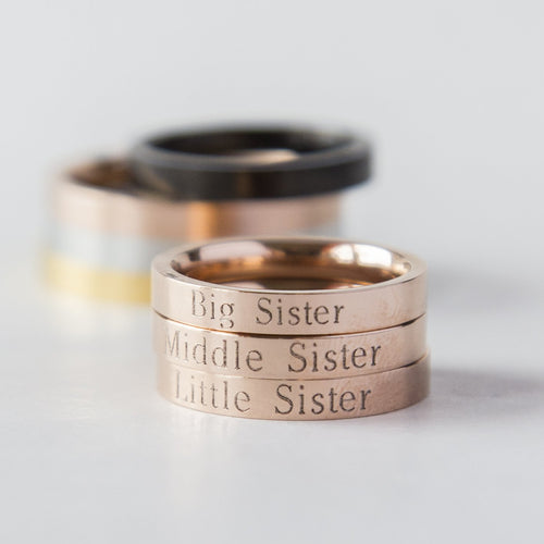 Load image into Gallery viewer, Lil Sis Big Sis Ring Personalized Sister Gift, Rose Gold Little Big
