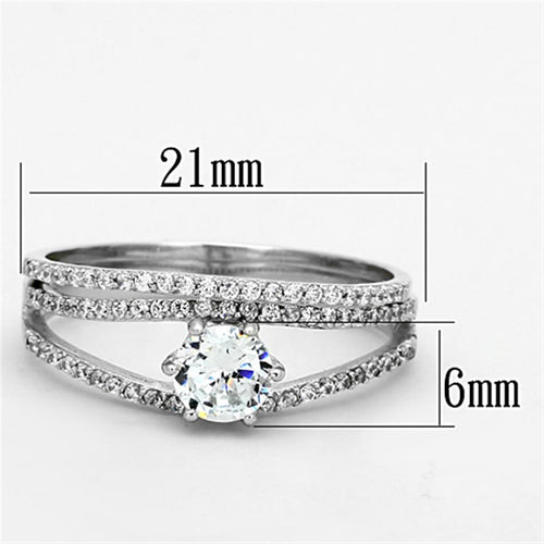 Load image into Gallery viewer, TS172 - Rhodium 925 Sterling Silver Ring with AAA Grade CZ  in Clear
