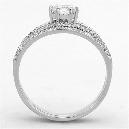 Load image into Gallery viewer, TS172 - Rhodium 925 Sterling Silver Ring with AAA Grade CZ  in Clear
