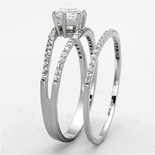 Load image into Gallery viewer, TS172 - Rhodium 925 Sterling Silver Ring with AAA Grade CZ  in Clear
