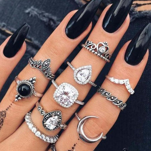 Load image into Gallery viewer, Vintage Boho Women&#39;s 11 piece Rings Set
