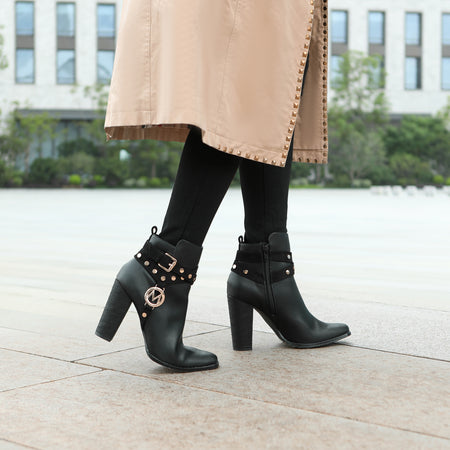 [LIMITED TIME OFFER !!!] Brooke Ankle Women's Boot with Wide Heel