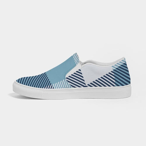 Load image into Gallery viewer, [LIMITED TIME OFFER !!!] Mens Sneakers, Blue Plaid Low Top Slip-On Canvas Sports Shoes - PZQ475
