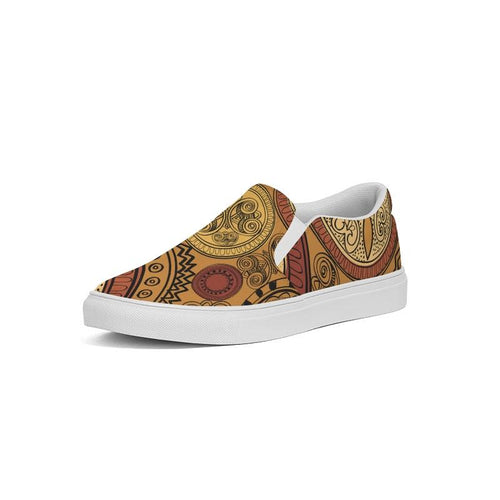 Load image into Gallery viewer, [LIMITED TIME OFFER !!!] Mens Sneakers, Brown Paisley Low Top Canvas Slip-On Sports Shoes -
