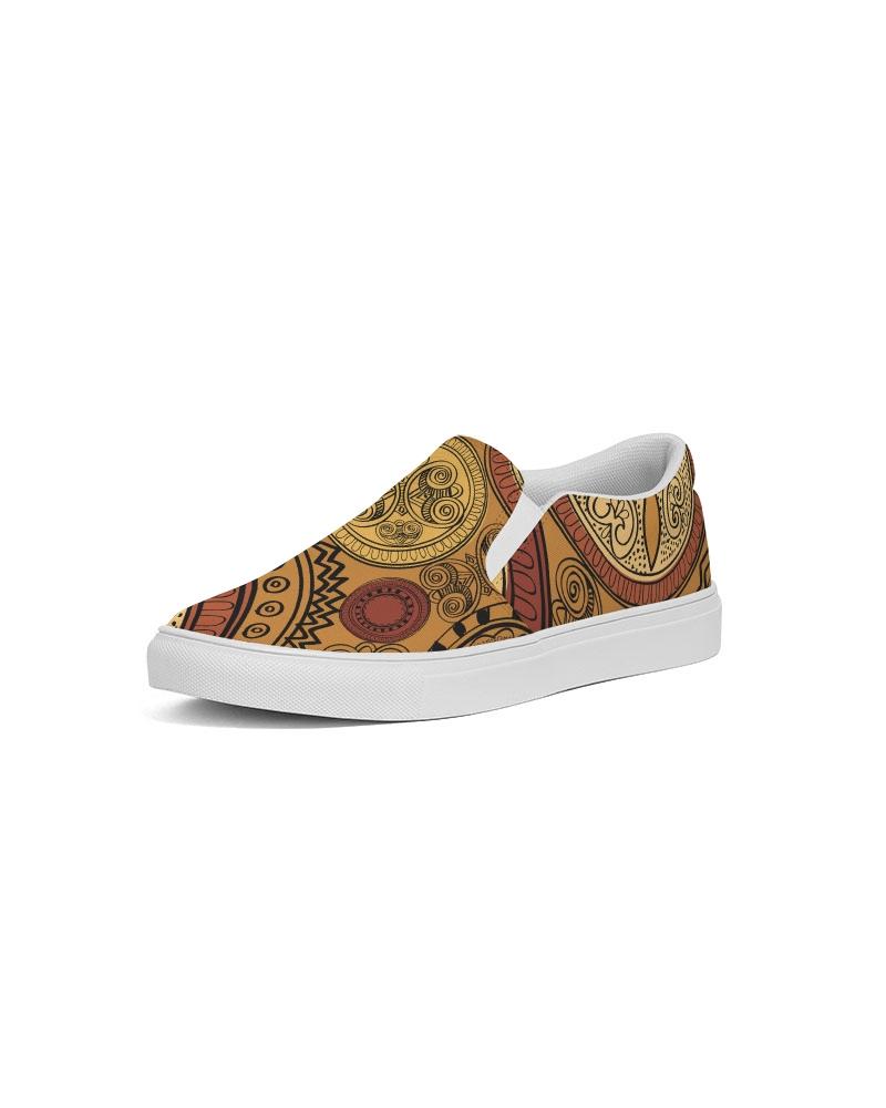 [LIMITED TIME OFFER !!!] Mens Sneakers, Brown Paisley Low Top Canvas Slip-On Sports Shoes -