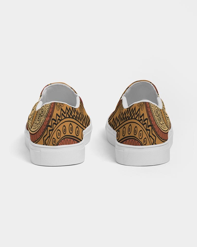 [LIMITED TIME OFFER !!!] Mens Sneakers, Brown Paisley Low Top Canvas Slip-On Sports Shoes -