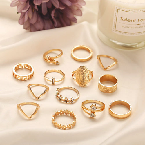 Load image into Gallery viewer, [LIMITED TIME OFFER !!!] 13 Piece Medallion Ring Set With ® Crystals 18K Gold Plated Ring in
