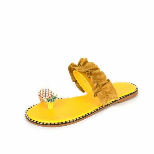 Load image into Gallery viewer, [LIMITED TIME OFFER !!!] Pineapple Pearl Beach Slides Flat Toe Casual Womens Slippers
