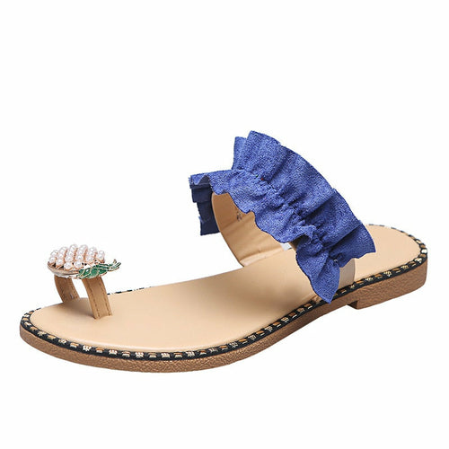 [LIMITED TIME OFFER !!!] Pineapple Pearl Beach Slides Flat Toe Casual Womens Slippers