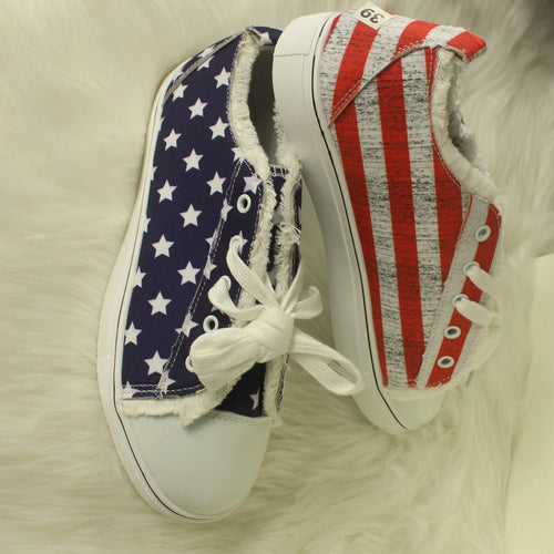 Load image into Gallery viewer, [LIMITED TIME OFFER !!!] Star Striped Lace Up Sneakers Round Toe Casual Shoes
