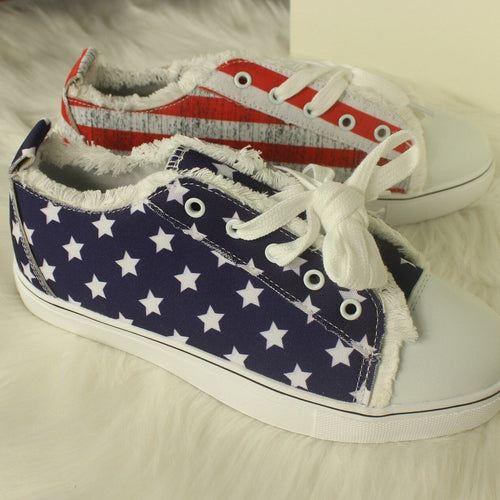 Load image into Gallery viewer, [LIMITED TIME OFFER !!!] Star Striped Lace Up Sneakers Round Toe Casual Shoes
