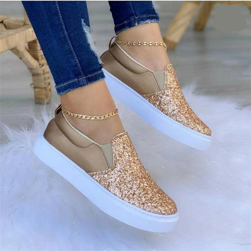 Load image into Gallery viewer, [LIMITED TIME OFFER !!!] Moccasins Crystal Flat Female Loafers Shoes Gold/Black/Rose Gold
