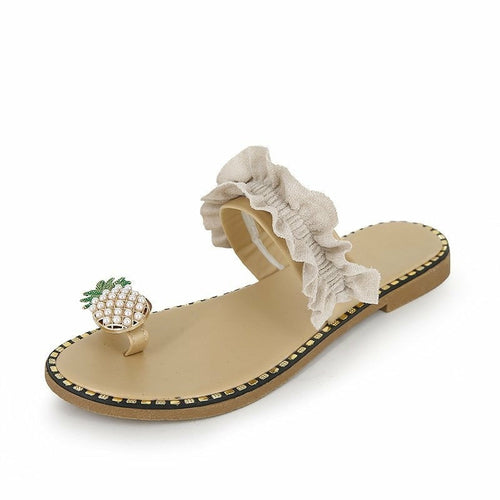 Load image into Gallery viewer, [LIMITED TIME OFFER !!!] Pineapple Pearl Beach Slides Flat Toe Casual Womens Slippers
