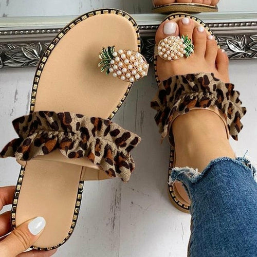 Load image into Gallery viewer, [LIMITED TIME OFFER !!!] Pineapple Pearl Beach Slides Flat Toe Casual Womens Slippers
