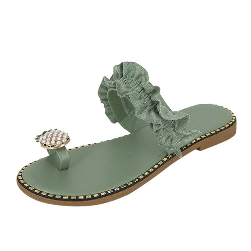 Load image into Gallery viewer, [LIMITED TIME OFFER !!!] Pineapple Pearl Beach Slides Flat Toe Casual Womens Slippers
