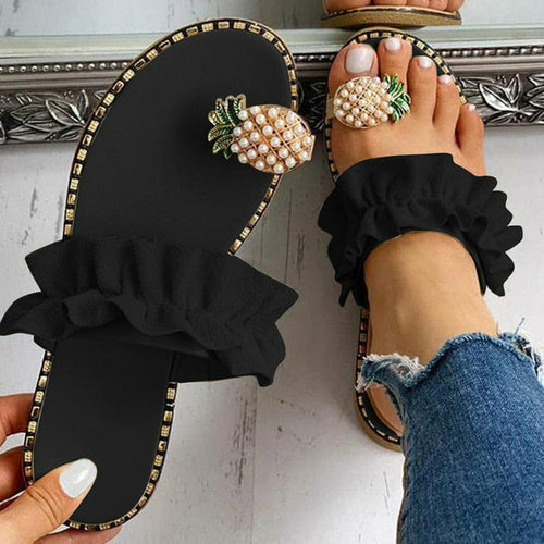 Load image into Gallery viewer, [LIMITED TIME OFFER !!!] Pineapple Pearl Beach Slides Flat Toe Casual Womens Slippers
