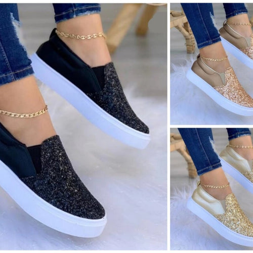 Load image into Gallery viewer, [LIMITED TIME OFFER !!!] Moccasins Crystal Flat Female Loafers Shoes Gold/Black/Rose Gold
