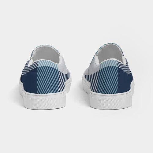 Load image into Gallery viewer, [LIMITED TIME OFFER !!!] Mens Sneakers, Blue Plaid Low Top Slip-On Canvas Sports Shoes - PZQ475
