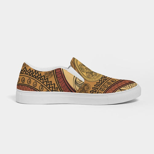 Load image into Gallery viewer, [LIMITED TIME OFFER !!!] Mens Sneakers, Brown Paisley Low Top Canvas Slip-On Sports Shoes -
