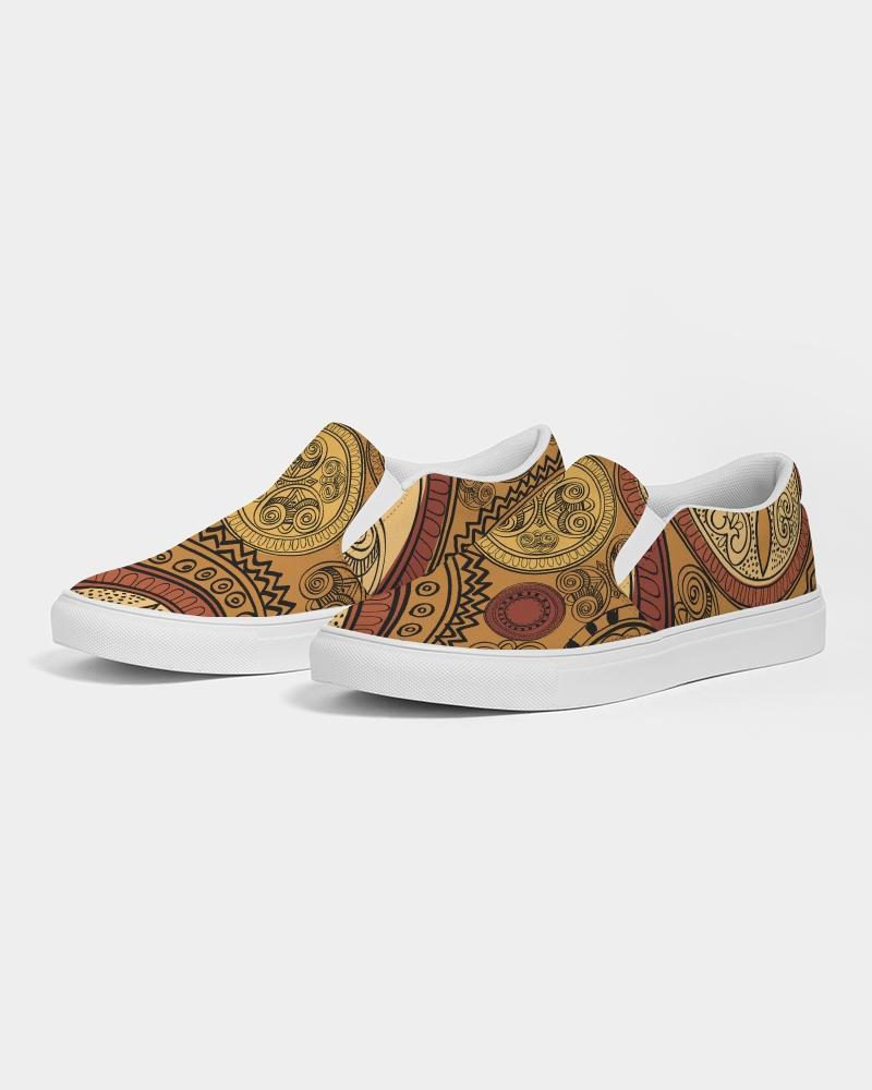 [LIMITED TIME OFFER !!!] Mens Sneakers, Brown Paisley Low Top Canvas Slip-On Sports Shoes -