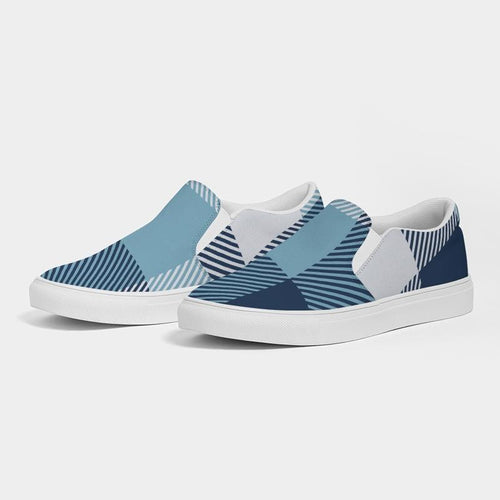 Load image into Gallery viewer, [LIMITED TIME OFFER !!!] Mens Sneakers, Blue Plaid Low Top Slip-On Canvas Sports Shoes - PZQ475
