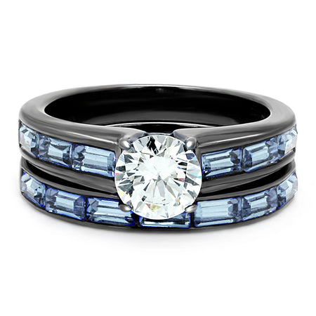 [LIMITED TIME OFFER !!!] Women's Clear & Light Blue CZ Wedding Rings Set