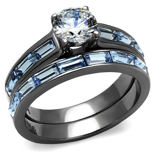 Load image into Gallery viewer, [LIMITED TIME OFFER !!!] Women&#39;s Clear &amp; Light Blue CZ Wedding Rings Set
