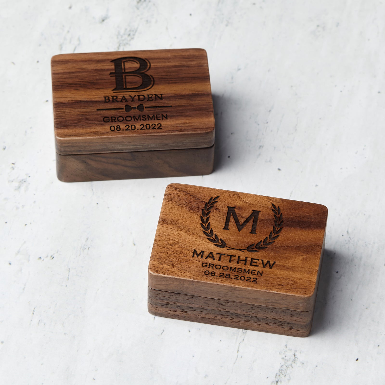 [LIMITED TIME OFFER !!!] Custom Wood Cufflinks Box, Groomsmen Cufflinks, Monogram Cufflinks