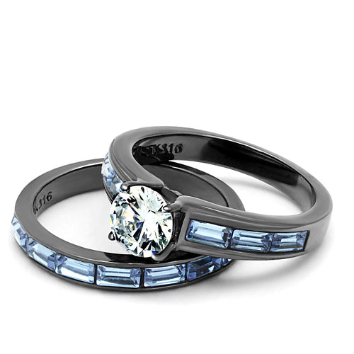 Load image into Gallery viewer, [LIMITED TIME OFFER !!!] Women&#39;s Clear &amp; Light Blue CZ Wedding Rings Set
