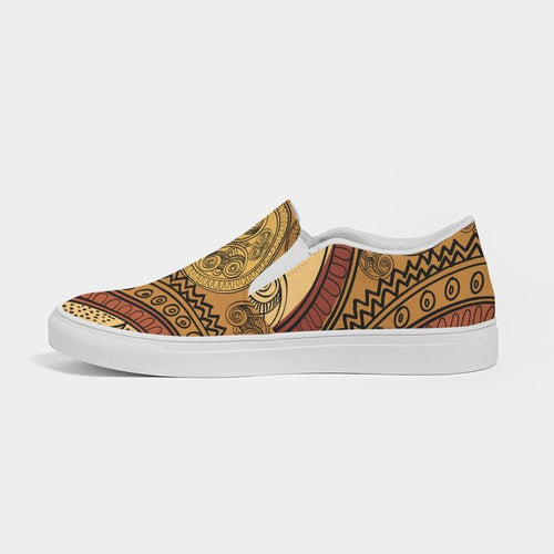 Load image into Gallery viewer, [LIMITED TIME OFFER !!!] Mens Sneakers, Brown Paisley Low Top Canvas Slip-On Sports Shoes -
