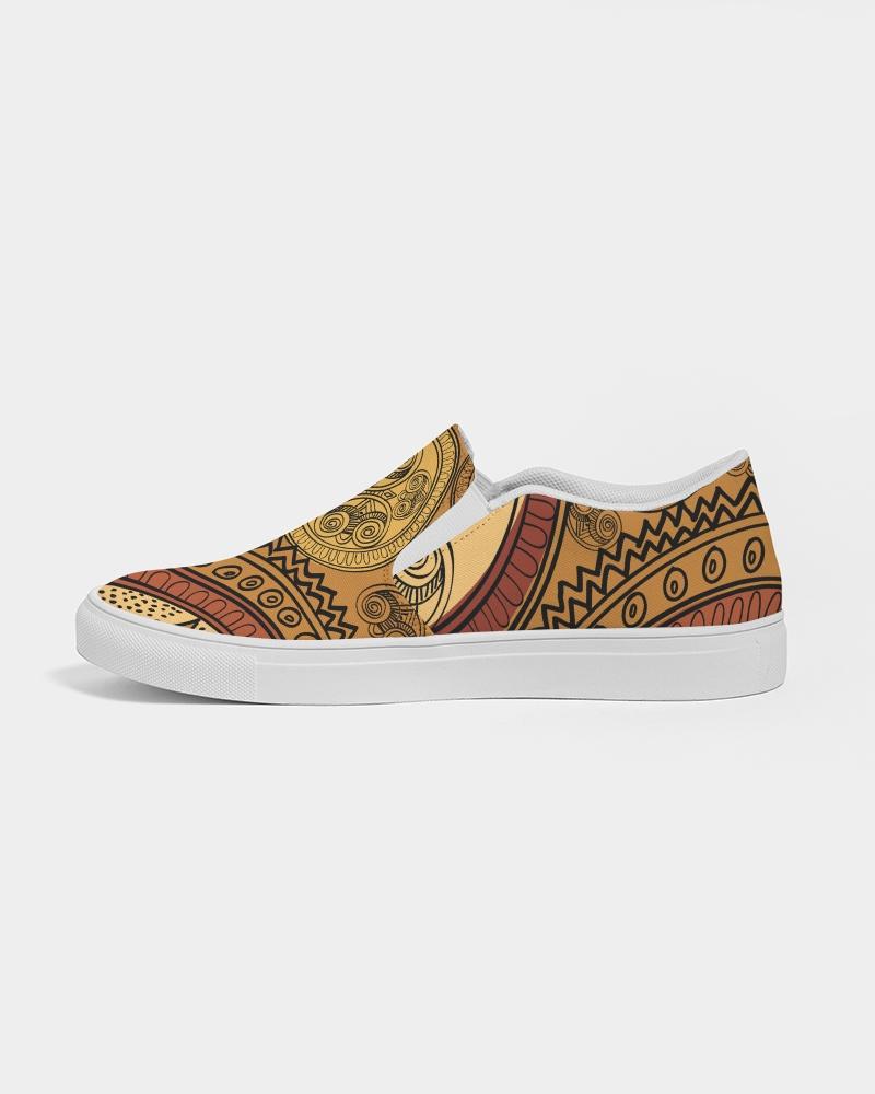 [LIMITED TIME OFFER !!!] Mens Sneakers, Brown Paisley Low Top Canvas Slip-On Sports Shoes -