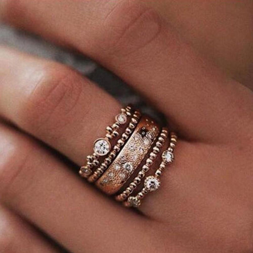 Load image into Gallery viewer, [LIMITED TIME OFFER !!!] Five Piece Rose Gold Ring Set
