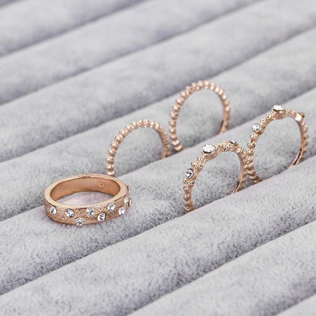 [LIMITED TIME OFFER !!!] Five Piece Rose Gold Ring Set