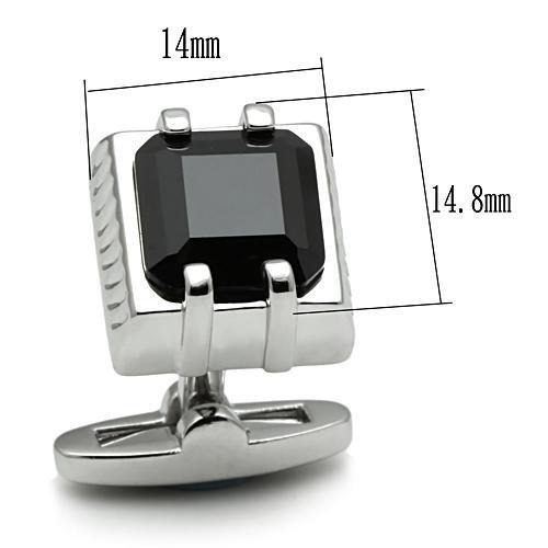 Load image into Gallery viewer, [LIMITED TIME OFFER !!!] LO2305 - Rhodium Brass Cufflink with AAA Grade CZ  in Jet
