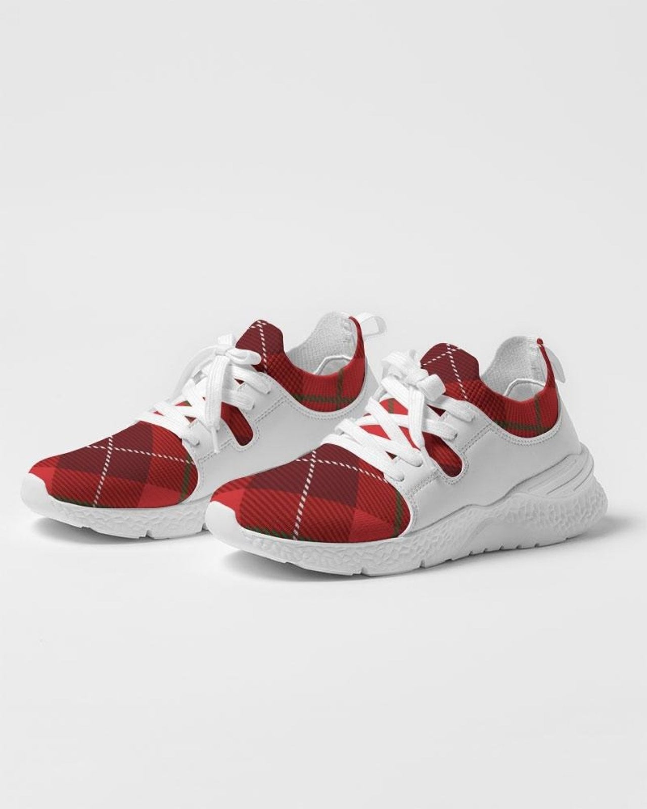 [LIMITED TIME OFFER !!!] Men's Athletic Sneakers, Red Plaid Low Top Running Shoes - 014HQF