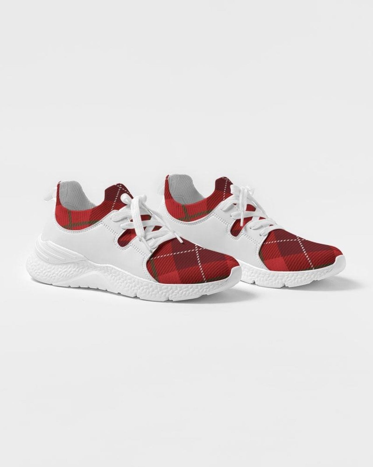 [LIMITED TIME OFFER !!!] Men's Athletic Sneakers, Red Plaid Low Top Running Shoes - 014HQF