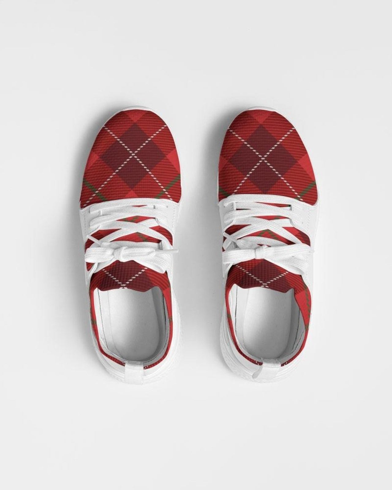 [LIMITED TIME OFFER !!!] Men's Athletic Sneakers, Red Plaid Low Top Running Shoes - 014HQF