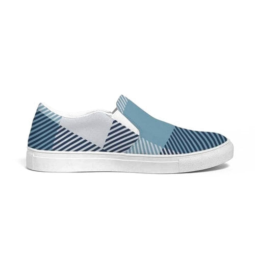 Load image into Gallery viewer, [LIMITED TIME OFFER !!!] Mens Sneakers, Blue Plaid Low Top Slip-On Canvas Sports Shoes - PZQ475
